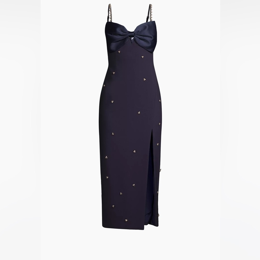 Domenica Bow & Crystal-Embellished Midi-Dress